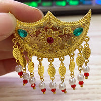 Ethiopian hair clip, emerald, Qatar African golden hair patch, Dubai hair clip, Hbanasha hairpin, bride's wedding gift