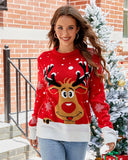 2025 New Trendy Lazy Style Printed Flannel Casual Pullover Christmas Knit Sweater For Women Autumn/Winter Knitted Sweater