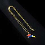 2024 New fashion stainless steel Armenian map flag necklace women's all-matching metal sweater chain niche accessories