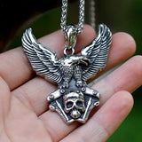 2022 NEW Men's 316L stainless steel Eagle Skull bird Head 3D Pendant Necklace Animal for teens jewelry Gift free shipping