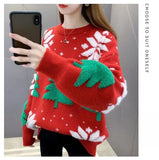 Christmas Sweater New Loose Velvet Thickened Knitted Bottoming Shirt Women Autumn and Winter Red Top