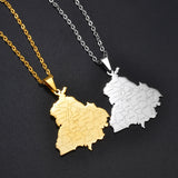 Anniyo 5CM Charm, India Punjab State Map Pendant Necklace Jewelry Stainless Steel @302021