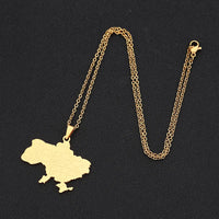 2024 new fashion stainless just Ukraine map with city pendant necklace temperament everything collarbone chain birthday annivers