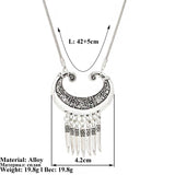 Ethnic Antique Silver Color Moon Choker Necklaces for Women Boho Turquoise Necklace Girls Party Jewelry Gifts