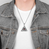 Guardian Eye Triangle Long Men Necklaces Pendant Chain Punk for Boyfriend Male Stainless Steel Jewelry Creativity Gift Wholesale