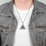 Guardian Eye Triangle Long Men Necklaces Pendant Chain Punk for Boyfriend Male Stainless Steel Jewelry Creativity Gift Wholesale