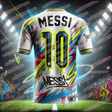Summer Hot Selling Messi Fashion Graffiti Style Sports Jersey T-shirt Daily Outdoor Breathable Quick Drying Sweat Wicking Jersey