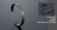 European and American Minimalist Concave Point Bracelet Men Women's Retro Versatile Stainless Steel Couple Opening Trend Bangle