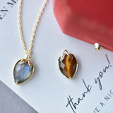 ITSMOS Strawberry Labradorite 14k Gold Plated Pendant Necklace Faceted Gemstone Aquamarine Energy Pendant Jewelry Gift for Women