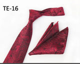 Royal Striped Paisley Ties For Men Luxury 8cm Necktie Pocket Square Cufflinks Gift Set Jacquard Weave Tie Suit Accessories