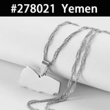Egypt Nepal Sri Lanka Saudi Arabia Turkey Yemen Qatar Map Pendant Necklaces Polished Flat Design National Jewelry #277821