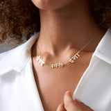 Custom Three Hindi Name Necklace Sanskrit Personalization Name Necklace Multi 18K Gold Plated Hindu Christmas Gift for Women