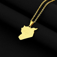 2024 new fashion stainless steel vintage Syria map with city pendant necklace temperament everything collarbone chain birthday a