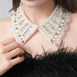 Pearl Beaded Lace Trim Collar Ribbons Women Necklace Wedding Jewelry for Clothes Dress  Beads Crystal Collar Wedding Jewelry
