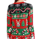 Merry Xmas Look Women's Knitted Sweater 2025 Winter Cartoon Print Full Sleeve Christmas Cardigans Knitwear Warm Soft Jacket Coat