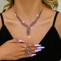 3PC Women's Fashion Trend Claw Chain Series Mimosa Flower Earrings Necklace Jewelry Set Wedding Banquet Party Holiday Gift