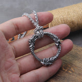 Stainless Steel Goth Infinity Ouroboros Norse Dragon Necklace Pendant Gothic Accessories Amulet Viking Runes Jewelry with box