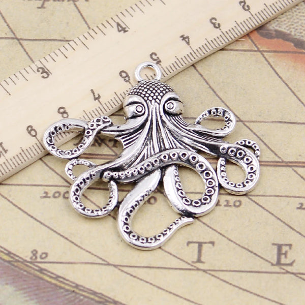 5pcs Charms Octopus 59x57mm Tibetan Silver Color Pendants Antique Jewelry Making DIY Handmade Craft