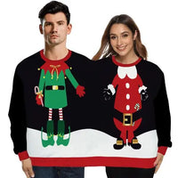 Double Christmas Sweater holiday spoof 3D digital printing couples two-piece Ugly Christmas Sweater Siamese Crew Autumn Winter