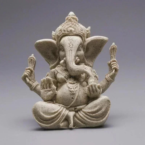 Handmade Sandstone Ganesha Buddha Elephant Statue Sculpture Figurine for Home Decoration  Living Room
