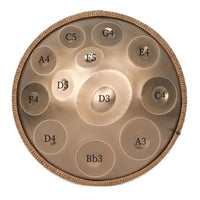 432Hz/440Hz Gold Handpan Drum with Steel Tongue for Yoga,Meditation Instrument,Beginner,Tambor Gift, 22 inch,9, 10,12,14,17notes