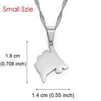 Anniyo Mini Montenegro Map Pendant Necklaces for Women Girls Small Size Jewelry Stainless Steel Necklaces #149521