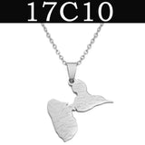 Anniyo Guadeloupe Map City Name Pendants Necklaces for Women Jewelry France Guadeloupe Maps @335621