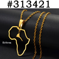 Anniyo Morocco and Eritrea Map Pendant Necklaces Stainless Steel Jewelry #313421