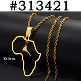 Anniyo Morocco and Eritrea Map Pendant Necklaces Stainless Steel Jewelry #313421