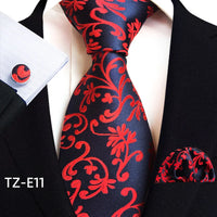 Royal Striped Paisley Ties For Men Luxury 8cm Necktie Pocket Square Cufflinks Gift Set Jacquard Weave Tie Suit Accessories