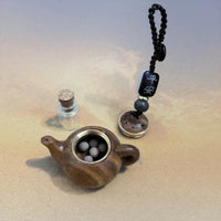 Original Green Sandalwood Openwork Carved Chinese Style Teapot To Open Sachet Car Keychain Pendant Bag Pendant Feature Ornament