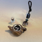 Original Green Sandalwood Openwork Carved Chinese Style Teapot To Open Sachet Car Keychain Pendant Bag Pendant Feature Ornament