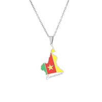 2024 New fashion stainless steel African Cameroon map necklace for men and women geometric ethnic style collarbone chain anniver