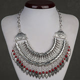Fashion Ethnic Gypsy Bohemian Choker Necklace For Women Beads Drop Tassel Vintage Big Statement Collier Femme Party Jewelry Gift