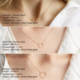 e-Manco Minimalist Choker Necklace Simple Stainless Steel Necklace for Women Round Circle Pendant Necklace 9MM/11MM/15MM/20MM
