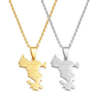 Anniyo 2.9cm Mayotte Map Pendant Necklaces for Women Girls France Jewelry #013662
