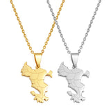 Anniyo 2.9cm Mayotte Map Pendant Necklaces for Women Girls France Jewelry #013662