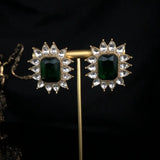 Emerald rhinestone exquisite fashion necklace earrings full of diamond high-end sweater chain earrings medieval all-match jewelr