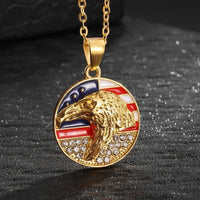 Sparkling Zircon Fly Eagle Pendant Necklace for Men Hip Hop Rock Party Jewelry
