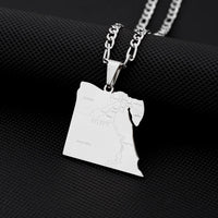Stainless steel geometric Egyptian city name necklace, couple style ethnic titanium steel pendant accessory