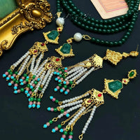 New Chinese tassel pearl earrings medieval national wind totem court necklace set