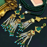 New Chinese tassel pearl earrings medieval national wind totem court necklace set