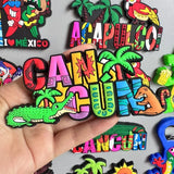 PVC Fridge Magnets Tourist Fridge Magnets for Cancun Mexico Honduras Fridge Decorations Stickers Home Decor