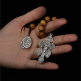 Catholic St Benedict Medal Lady Milagrosa Crucifix Cross One Decade Wooden Beads Pocket Rosary Prayer Rosaries Handmade Gift