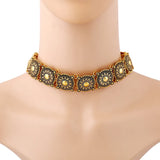 Vintage Alloy Carved Sun Pattern Choker Necklace for Women Traditional Boho Ethnic Round Collar Necklaces Statement Jewelry Gift