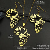 New fashion African map animal logo hollow stainless steel earrings pendant necklace set accessories temperament everything coll
