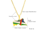 2024 New fashion stainless steel Central African Republic map with flag necklace for women and men couples ethnic style accessor