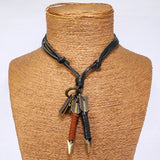 1 piece Handmade leather wrapped double arrow pendant necklace