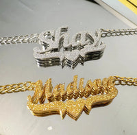 Personalized Custom Double Plated Name Necklace 18k Gold Plated Nameplate Pendant Customized Name Plate Necklace for Women Men