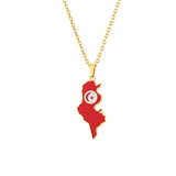 Stainless steel Tunisian map necklace couple style famous style pop personality Dripping titanium steel collarbone chain accesso